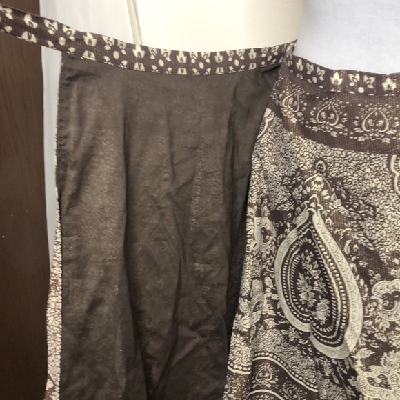 BCBG Maxazria brown and gold bohemian style wrap skirt size XS - Picture 8 of 12